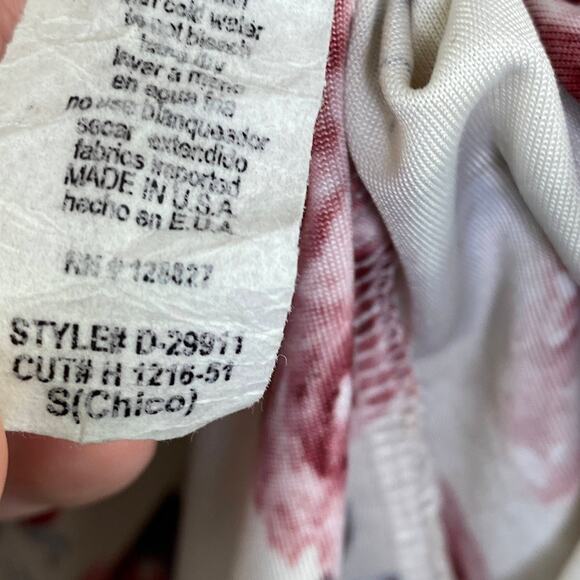 Tres Bien Cream Floral Print Off Shoulder Dress Women's Size Small S - Picture 6 of 7